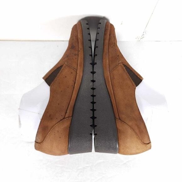 Mephisto Women's US 7 Brown Leather Slip-On Comfort Wedge Loafers - Picture 12 of 15